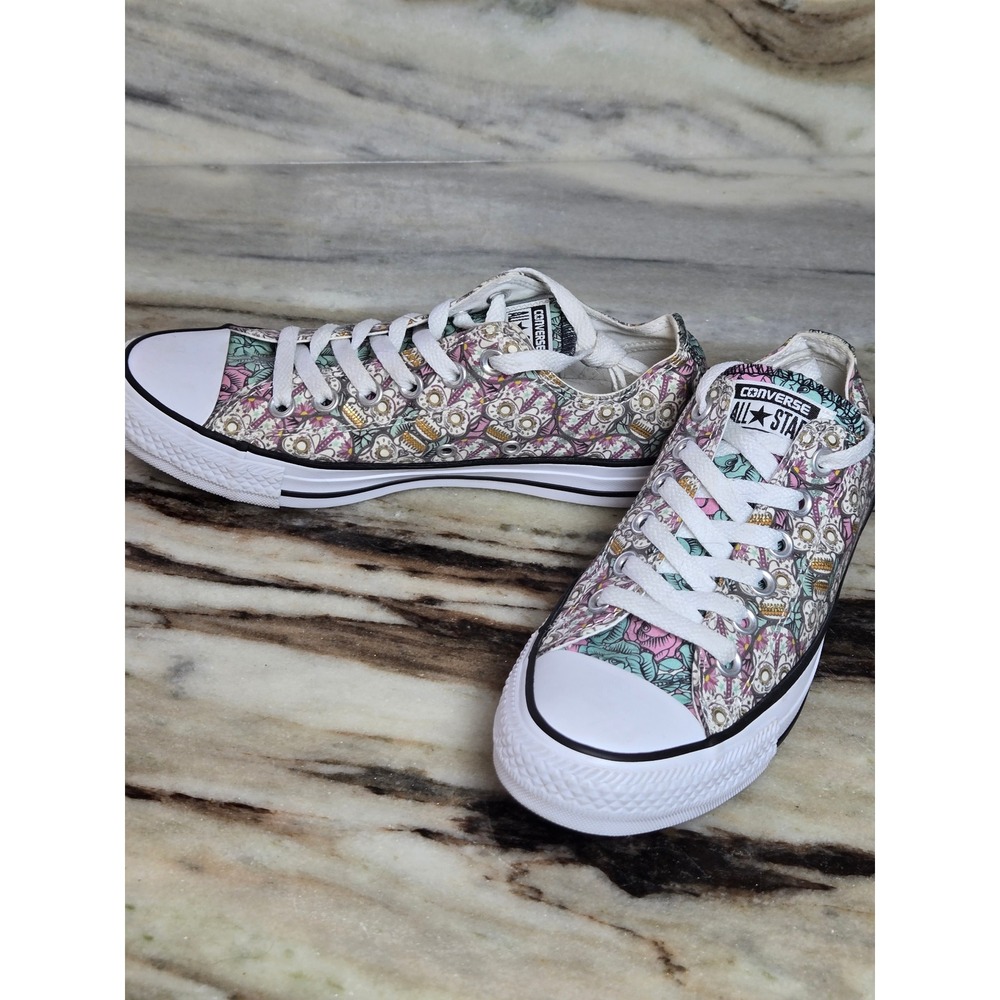 Converse Chuck Taylor All Star Sugar Skull Floral Low Top Sneakers Multicolor W7 - Picture 9 of 11